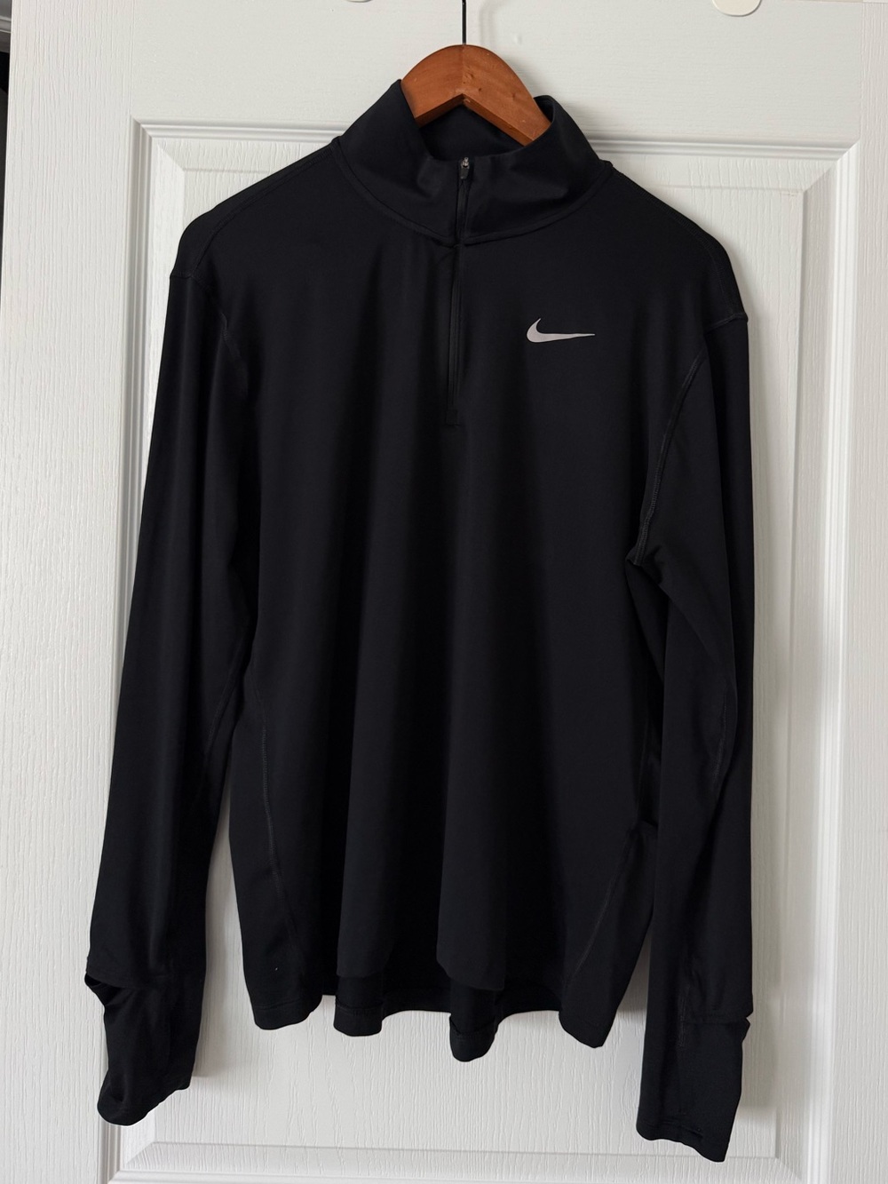 Nike Dri Fit 3/4 Quarter Zip Running Long Sleeve Top Black Size XL